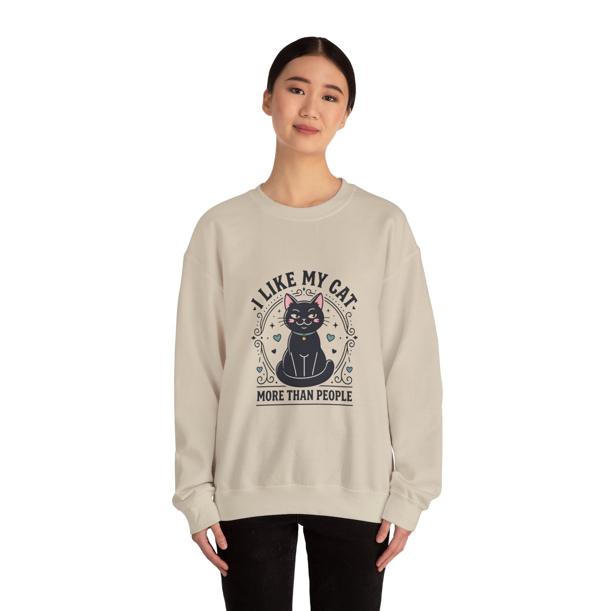 I Like My Cat More Than People Sweatshirt | Black Cat, Funny Cat Shirt, Witchy Cat