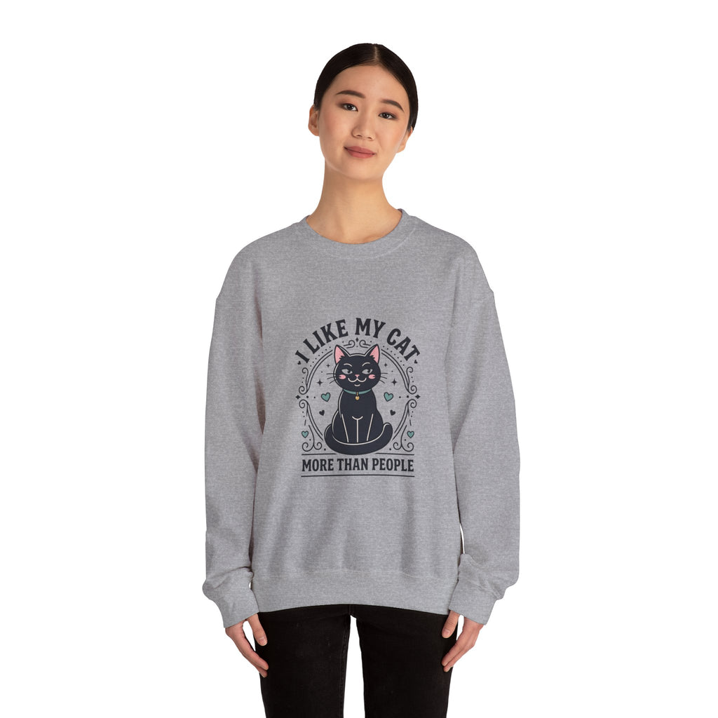 I Like My Cat More Than People Sweatshirt | Black Cat, Funny Cat Shirt, Witchy Cat