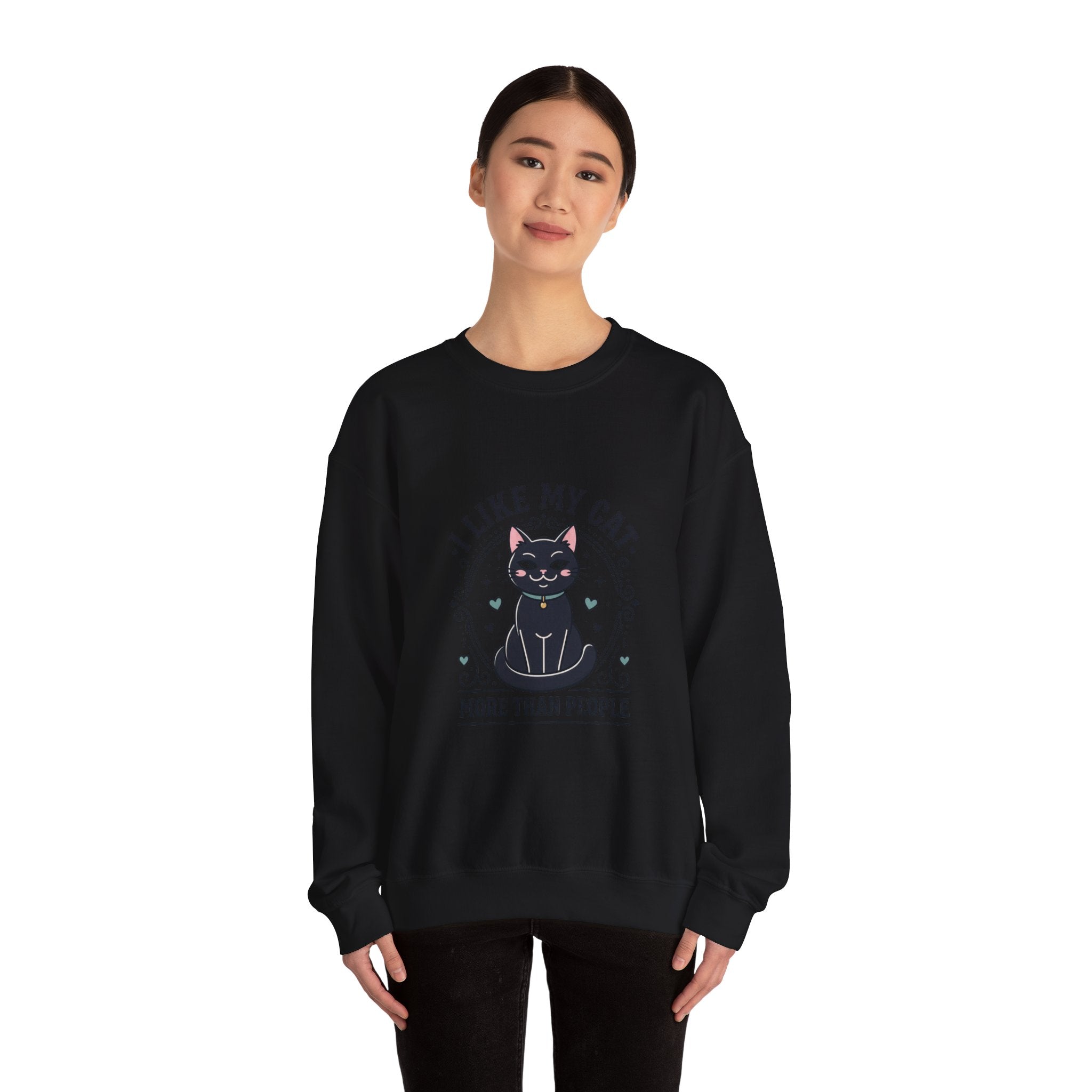 I Like My Cat More Than People Sweatshirt | Black Cat, Funny Cat Shirt, Witchy Cat
