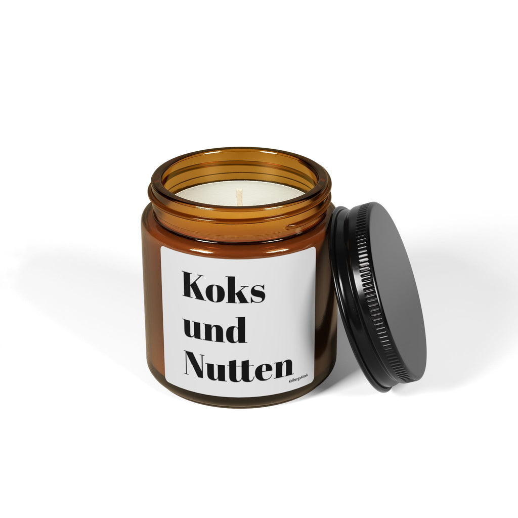 Soy Candle — "Koks und Nutten" Amber Jar (Scented, Multi-Size)