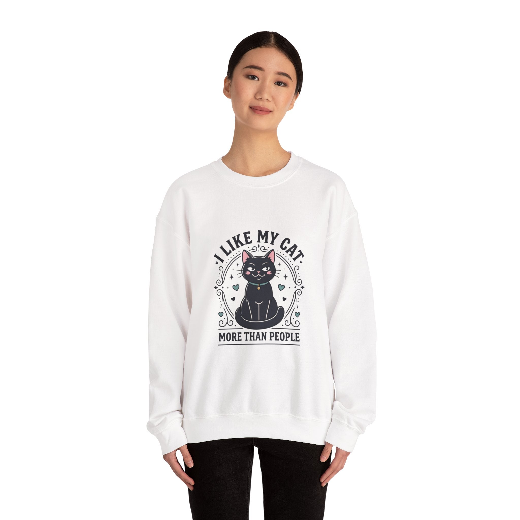 I Like My Cat More Than People Sweatshirt | Black Cat, Funny Cat Shirt, Witchy Cat