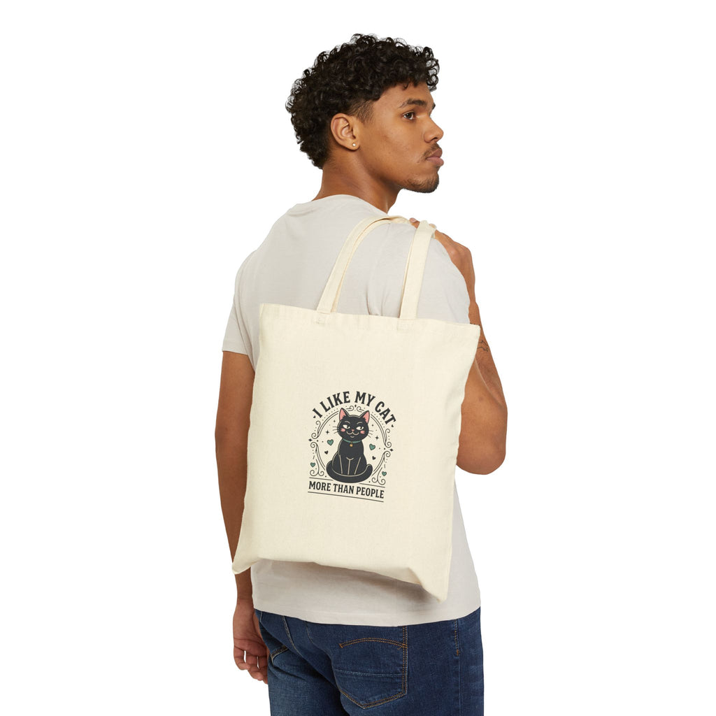 I Like My Cat More Than People Tote Bag | black cat, witchy cat