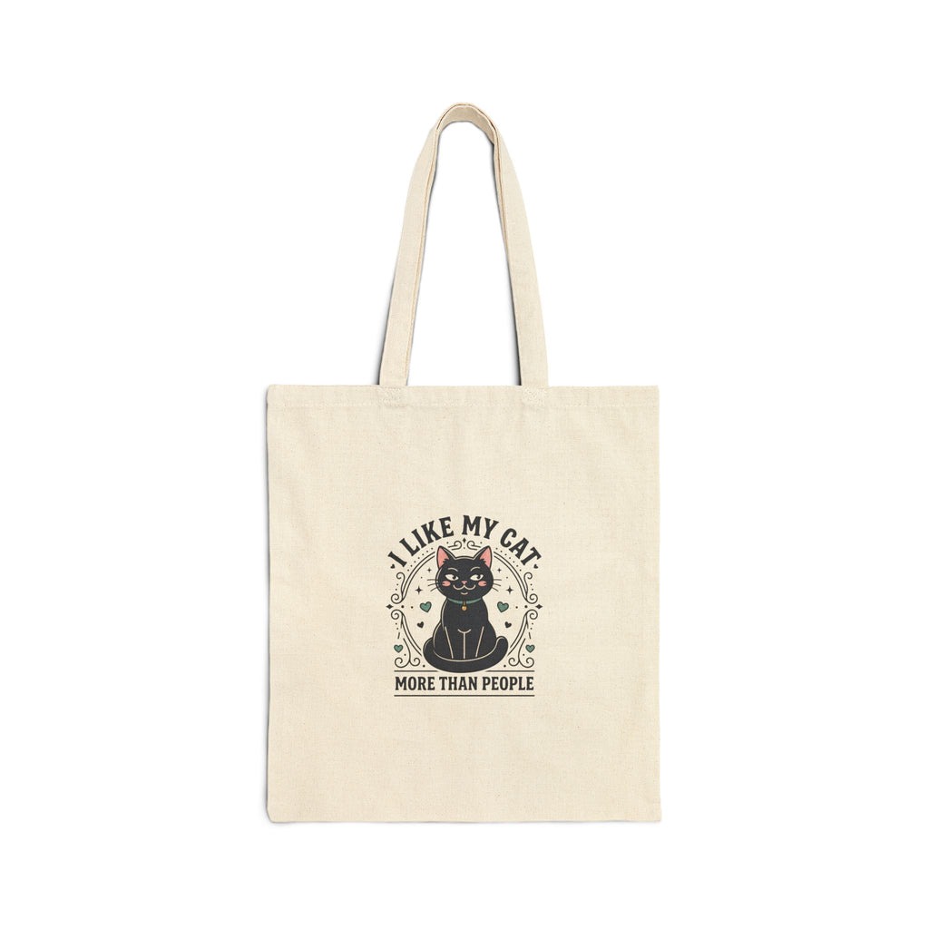 I Like My Cat More Than People Tote Bag | black cat, witchy cat